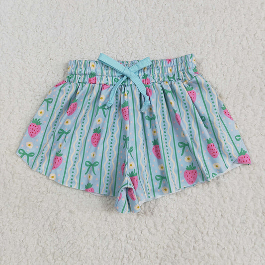 Baby Girls Strawberry Green Bows Summer Shorts Bottoms