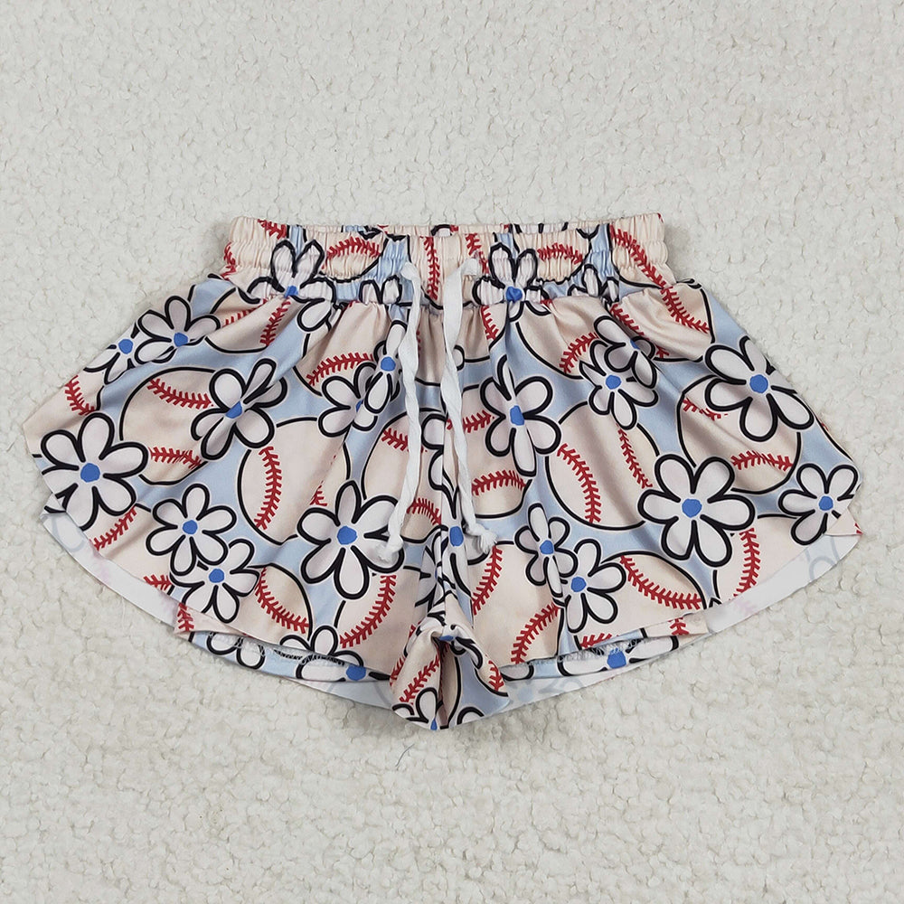 Baby Girls Baseball Flowers Summer Shorts Bottoms