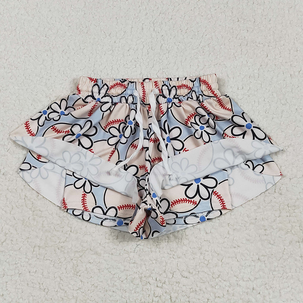 Baby Girls Baseball Flowers Summer Shorts Bottoms