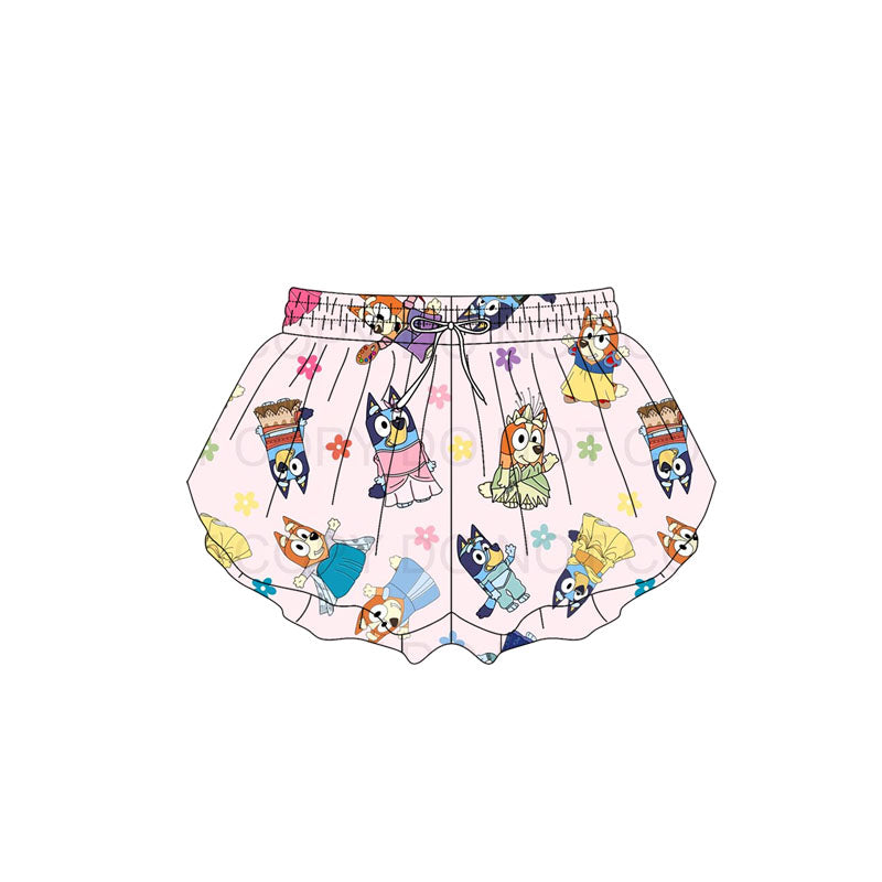 Preorder moq 5 Baby Girls Cartoon Dogs Flowers Summer Shorts Bottoms