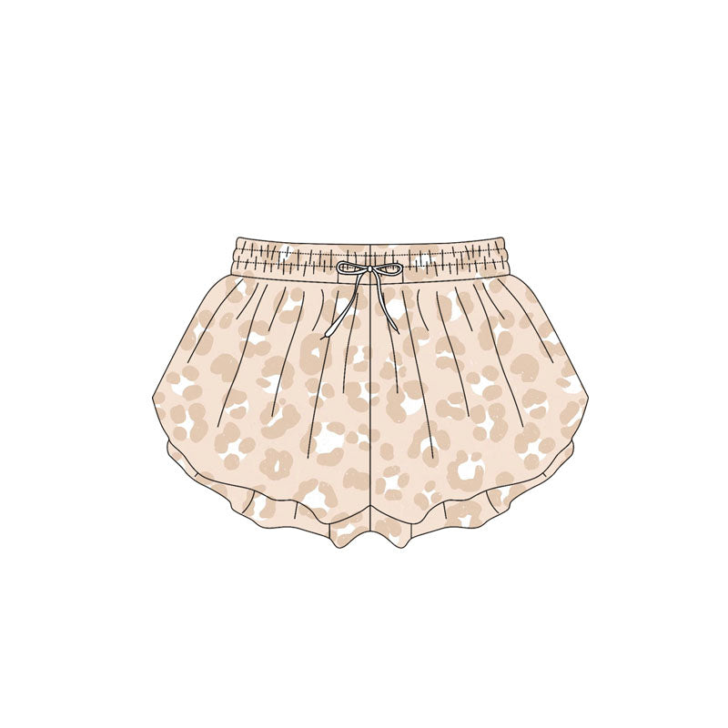 Preorder moq 5 Baby Girls Khaki Leopard Summer Shorts Bottoms