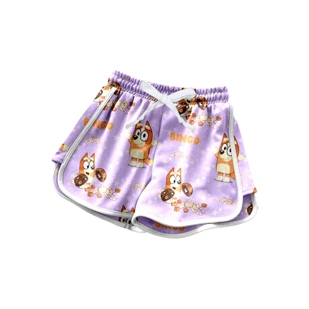 Preorder moq 5 Baby Girls Cartoon Dogs Lavender Shorts Bottoms