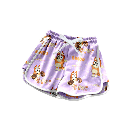 Preorder moq 5 Baby Girls Cartoon Dogs Lavender Shorts Bottoms