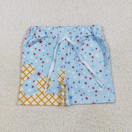 Baby Boys Light Blue Drip Stars Pockets Team Shorts Bottom