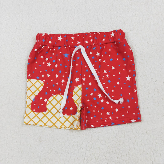 Baby Boys Red Drip Stars Pockets Team Shorts Bottom