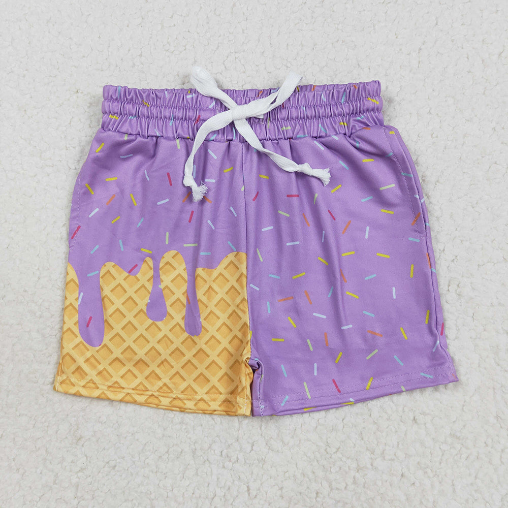 Baby Girls Purple Ice Cream Drip Summer Shorts Bottoms
