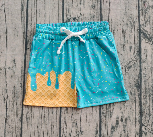 Baby Girls Teal Ice Cream Drip Summer Shorts Bottoms