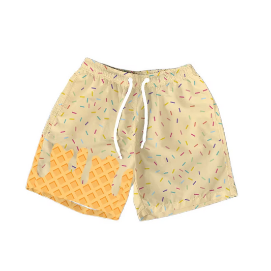 Baby Girls Yellow Ice Cream Drip Summer Shorts Bottoms Preorder