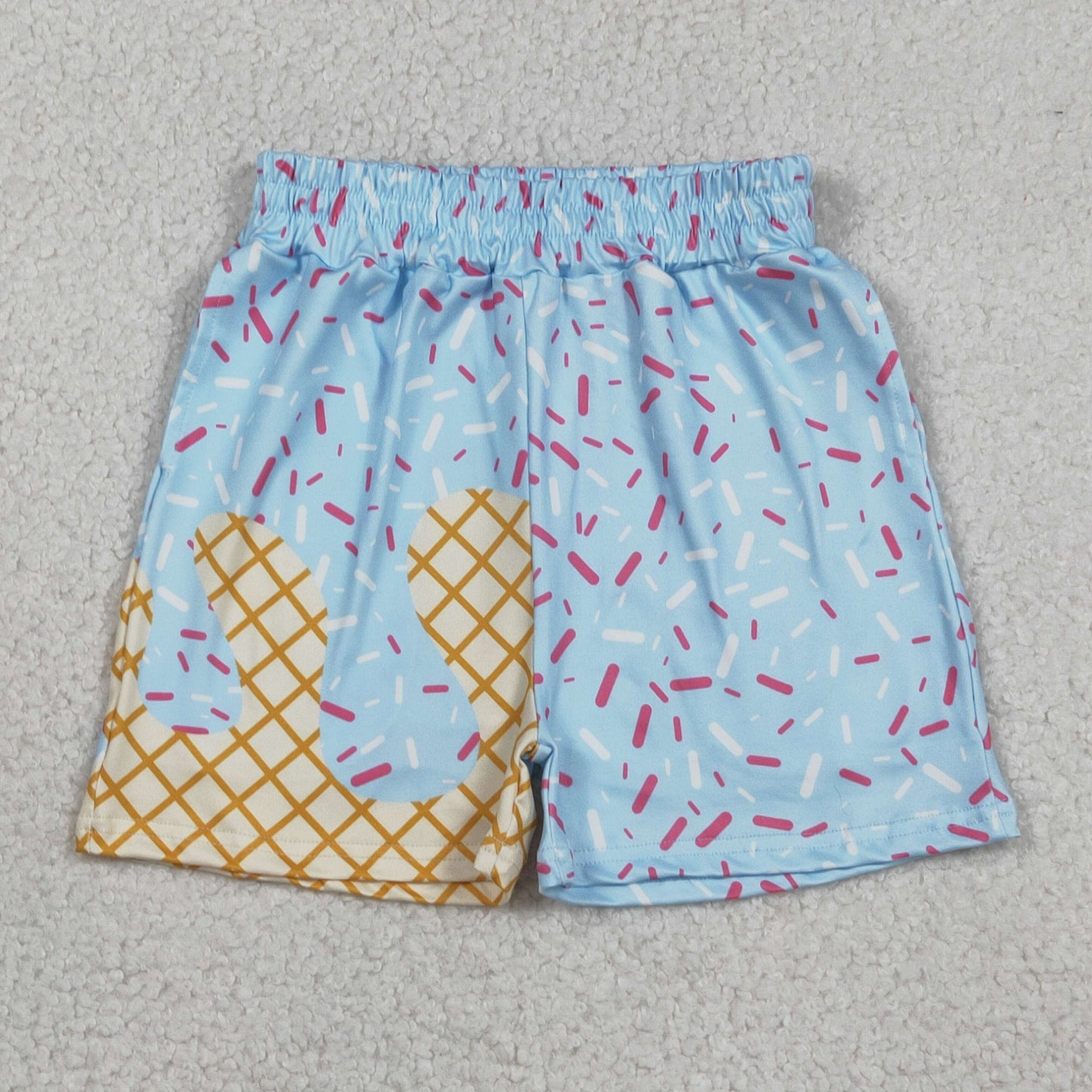 Sibling Baby Girls Boys Blue Ice-cream Drip Shorts Dresses Shirts