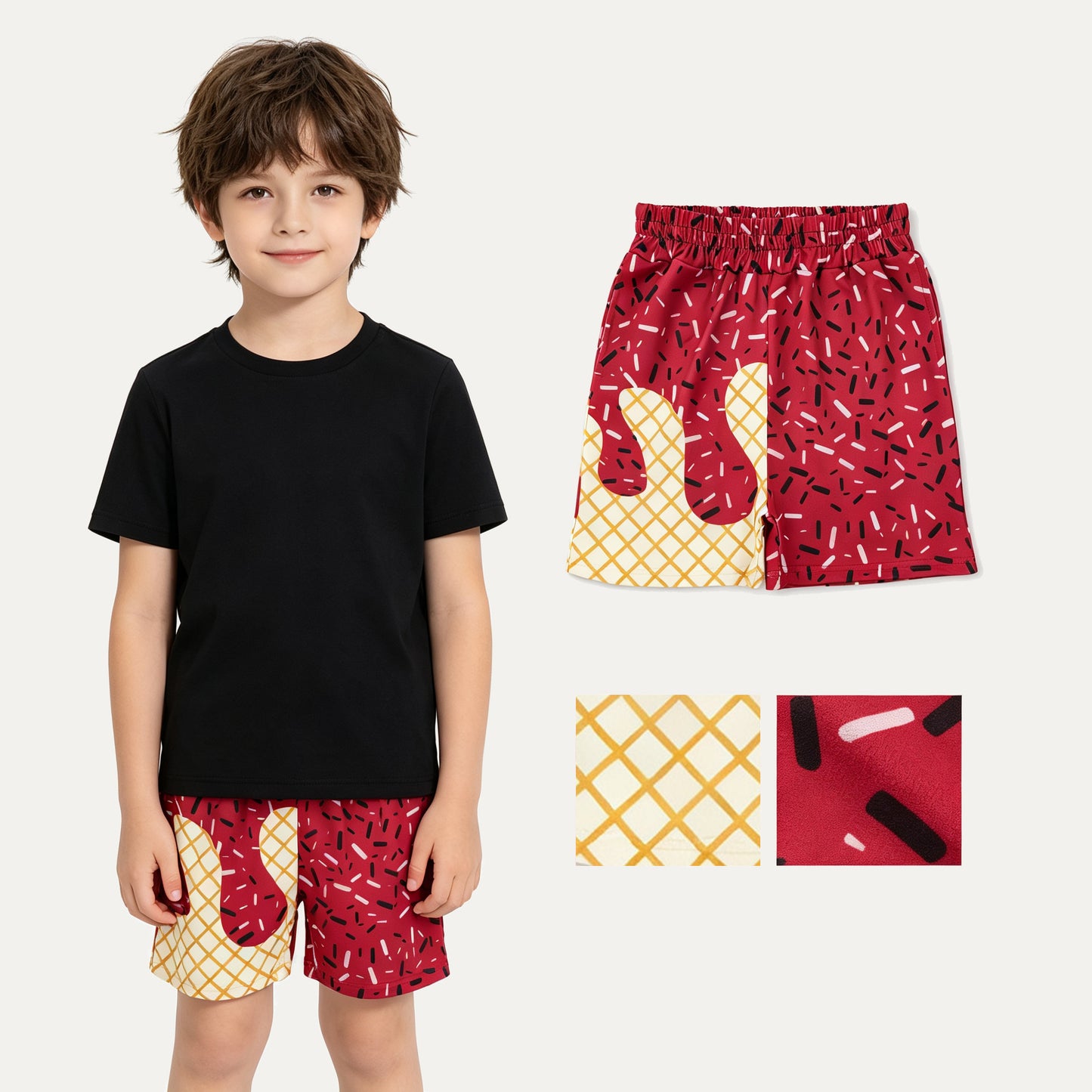 Baby Boys Maroon Sprinkles Drip Team Pockets Shorts Bottom