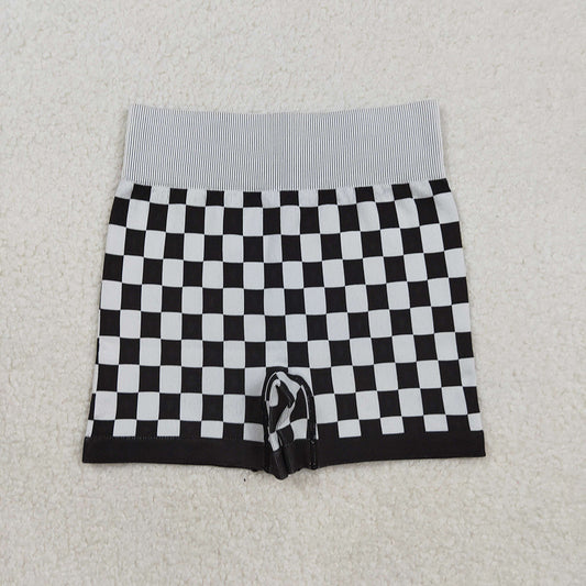 Adult Women Black Checkered Knitted Yoga Bottoms