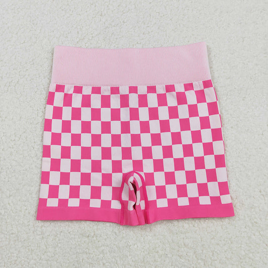 Adult Women Pink Checkered Knitted Yoga Bottoms