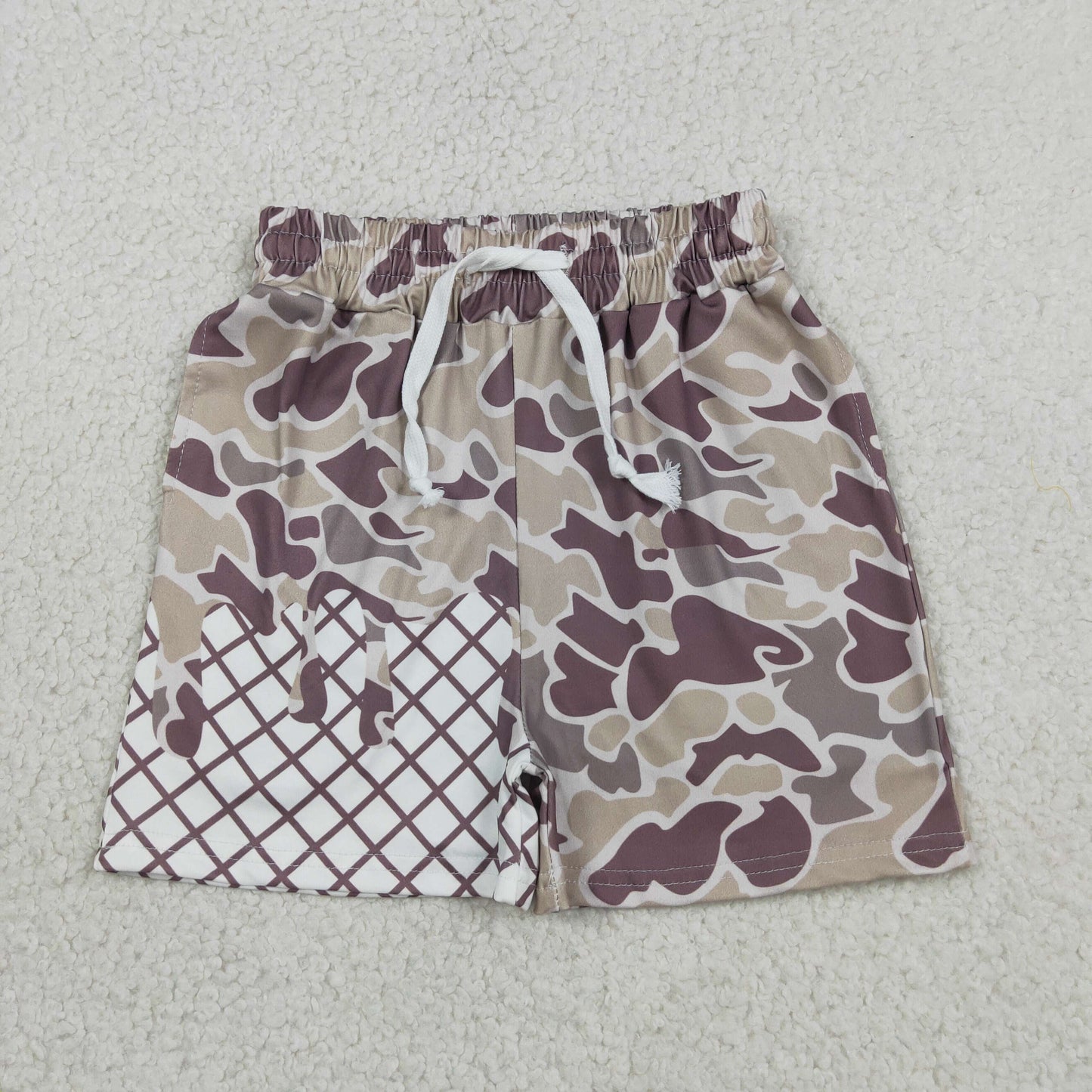 Baby Boys Lavender Camo Drip Team Pockets Shorts Bottom