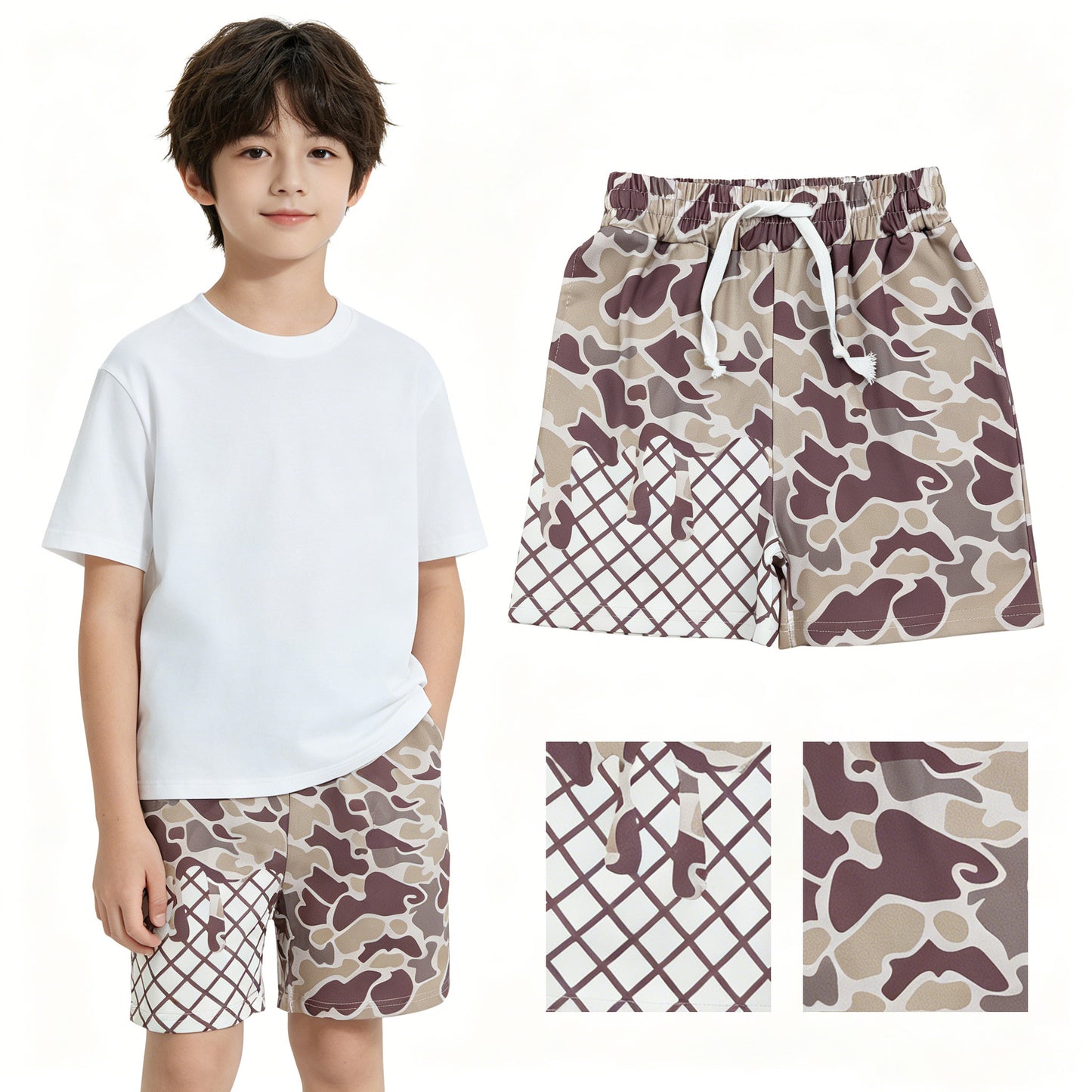 Baby Boys Lavender Camo Drip Team Pockets Shorts Bottom