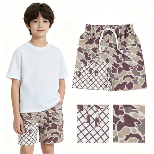 Baby Boys Lavender Camo Drip Team Pockets Shorts Bottom