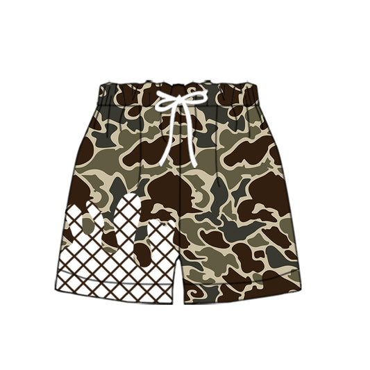 Baby Boys Dark Brown Camo Drip Team Shorts Bottom Preorder