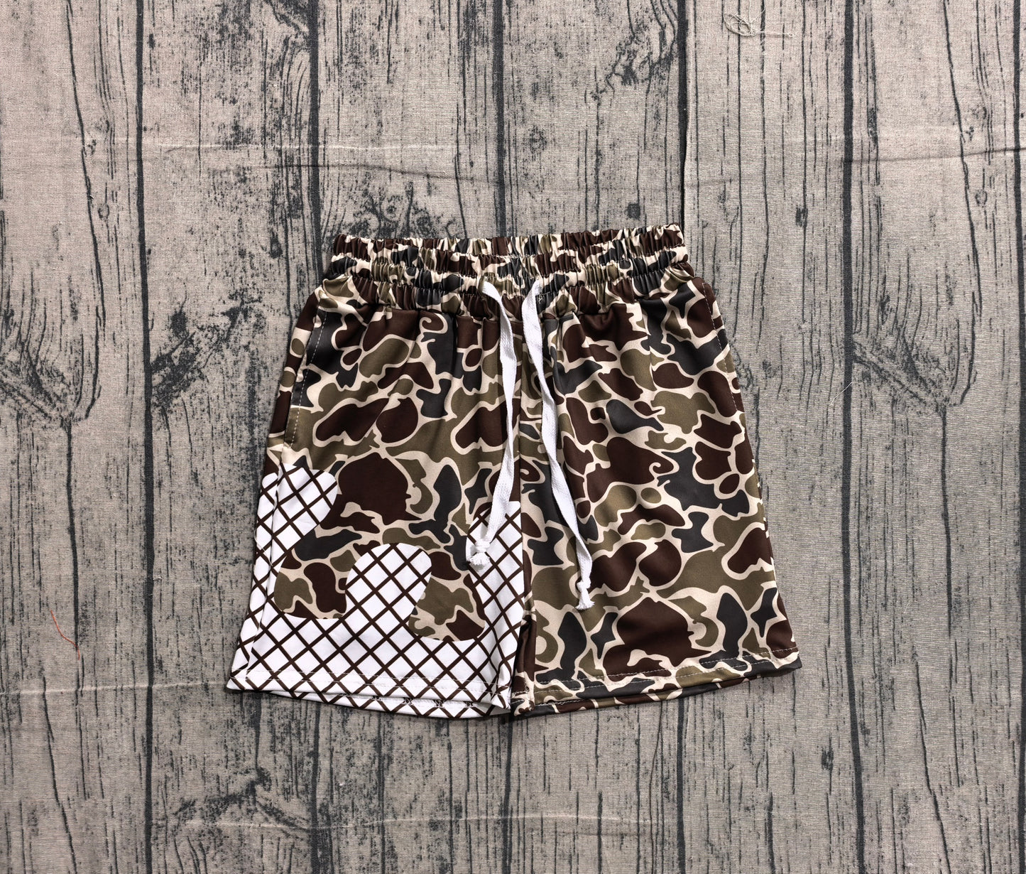 Baby Boys Dark Brown Camo Drip Team Shorts Bottom