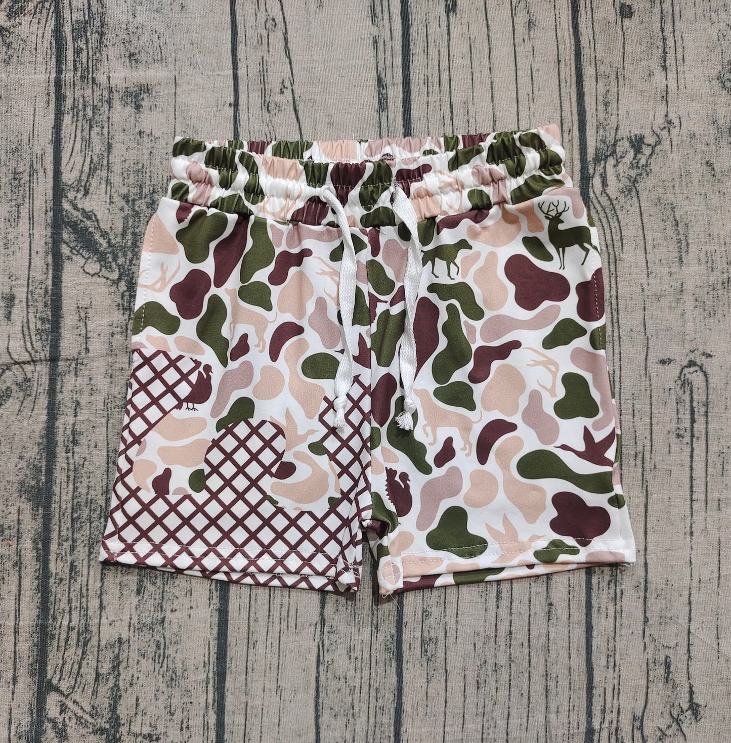 Baby Boys Dog Duck Deer Camo Drip Shorts Bottom