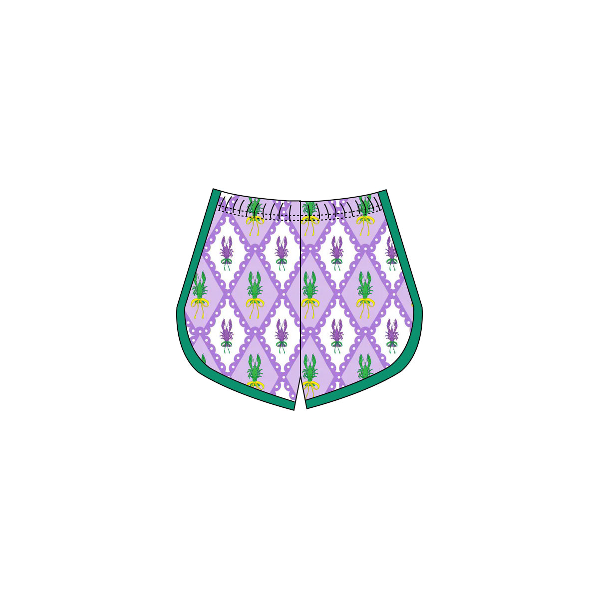 Baby Girls Mardigras Crayfishes Checked Yoga Shorts Bottoms Preorder
