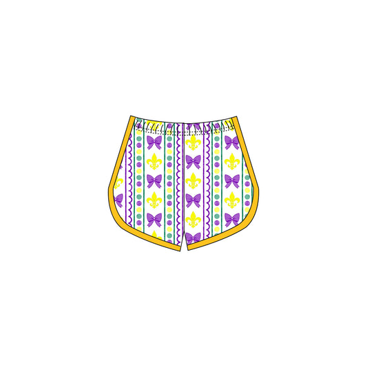 Baby Girls Mardigras Anchors Bows Stripe Yoga Shorts Bottoms Preorder