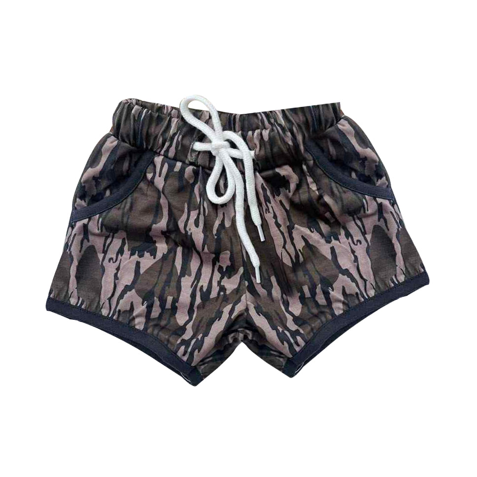 Baby Boys Olive Leaves Camo Hunting Pockets Shorts Bottom Preorder