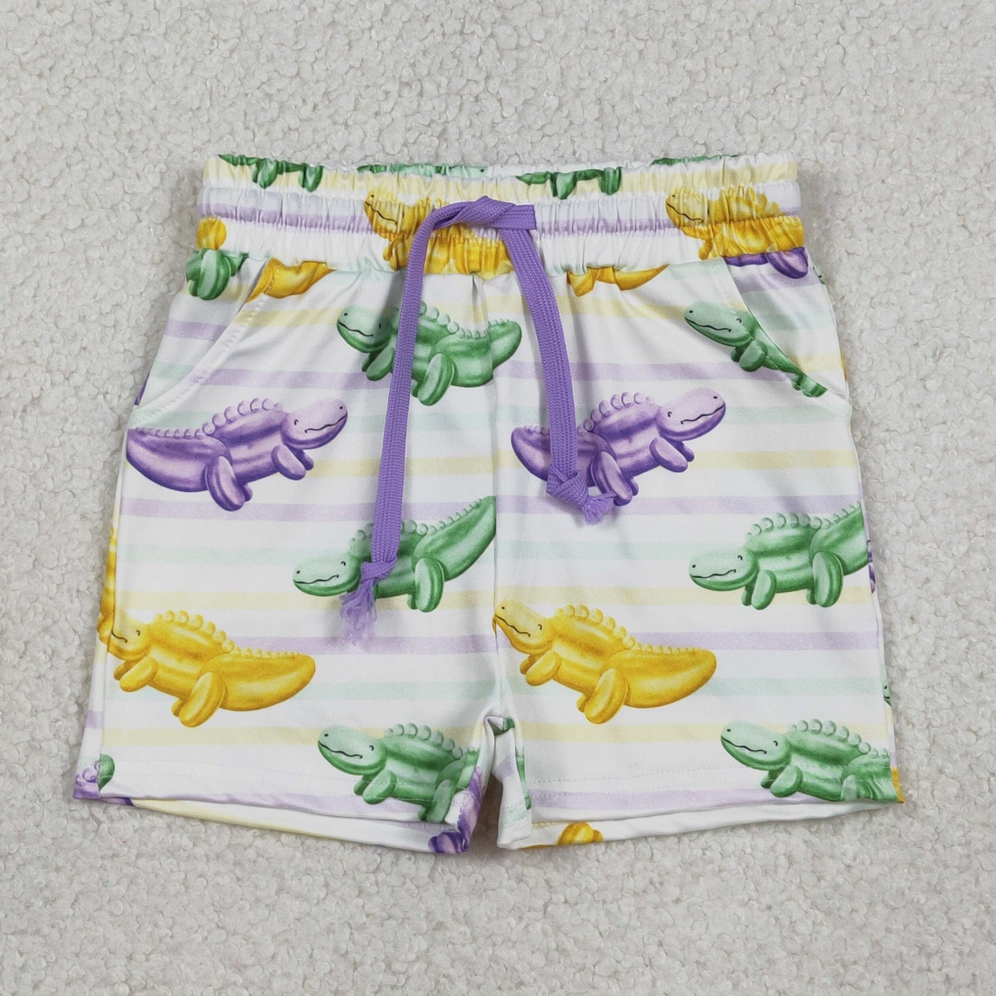 Baby Girls Mardigras Crocodiles Stripe Pockets Shorts Bottom