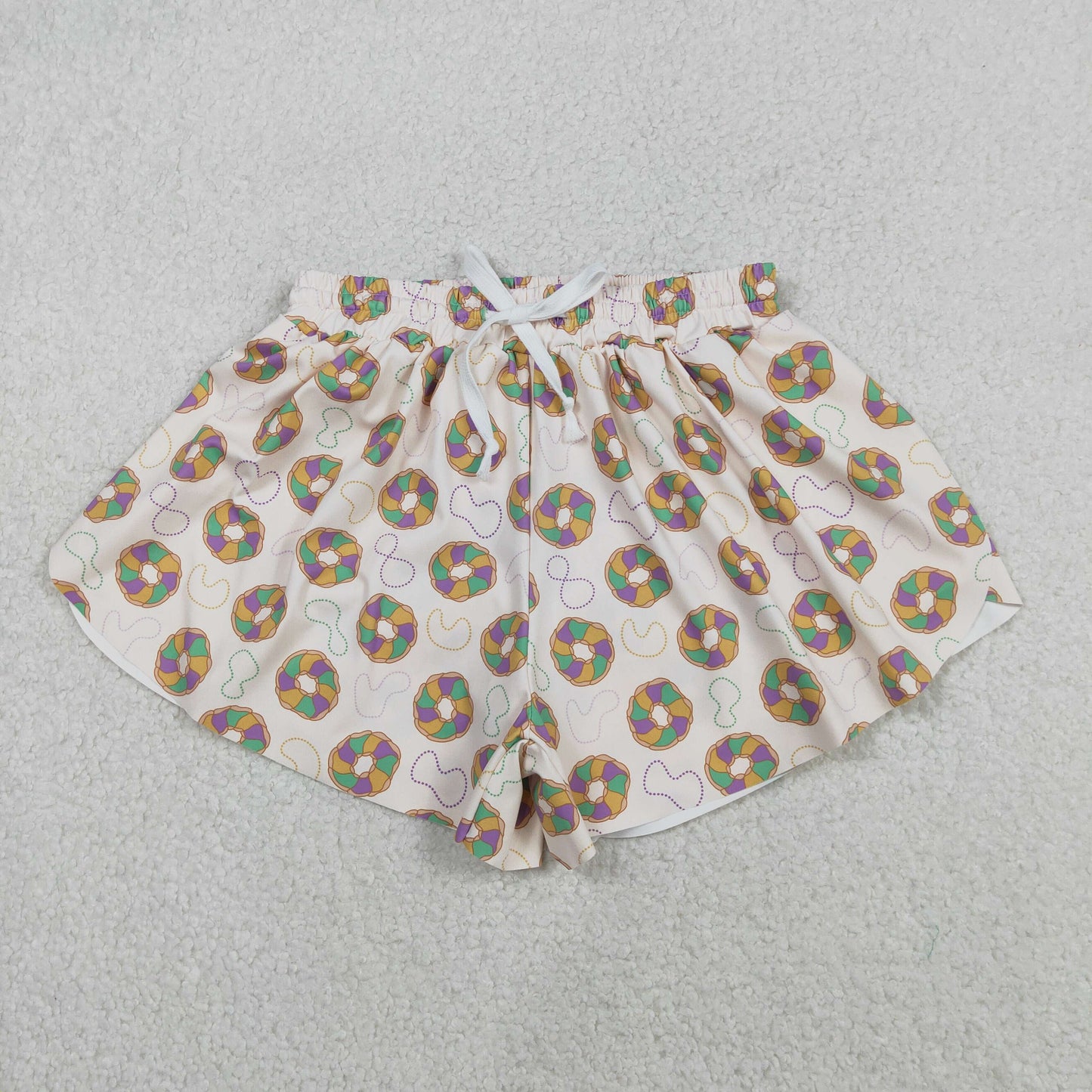 Mama and Me Mardigras Donuts Necklaces Yoga Active Ruffle Shorts Bottom