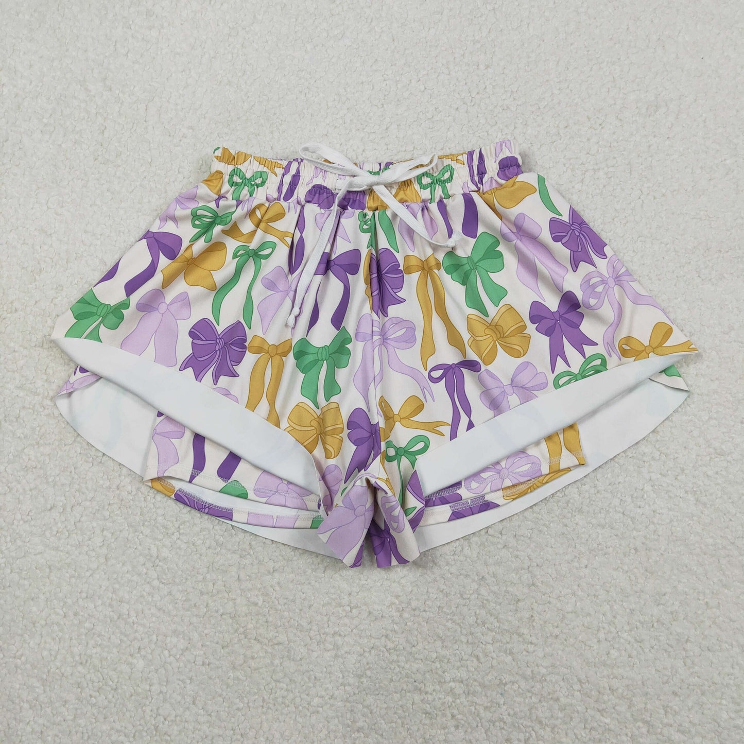 Mama and Me Mardigras Donuts Stripe Yoga Active Shorts Bottoms