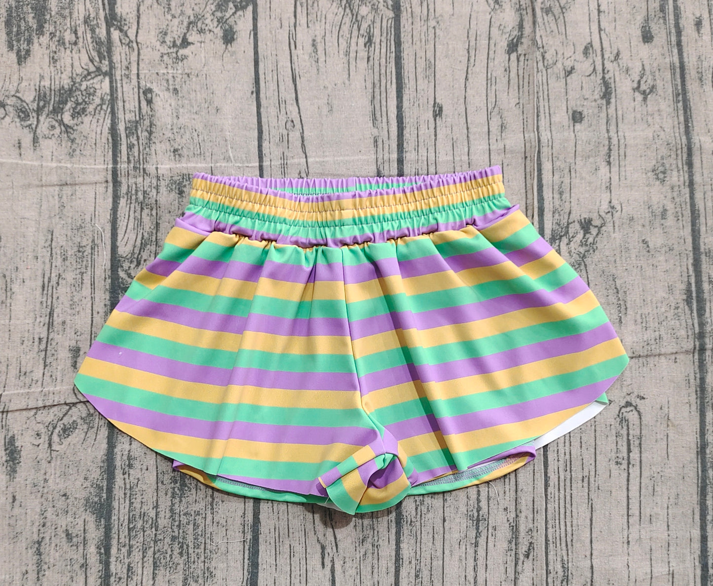 Baby Girls Mardigras Stripes Yoga Active Ruffle Shorts Bottoms