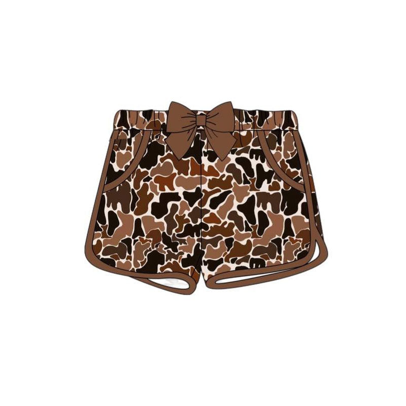 Baby Girls Brown Camo Pockets Bow Shorts Bottoms Preorder