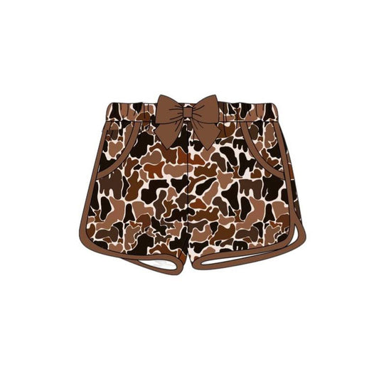 Baby Girls Brown Camo Pockets Bow Shorts Bottoms Preorder
