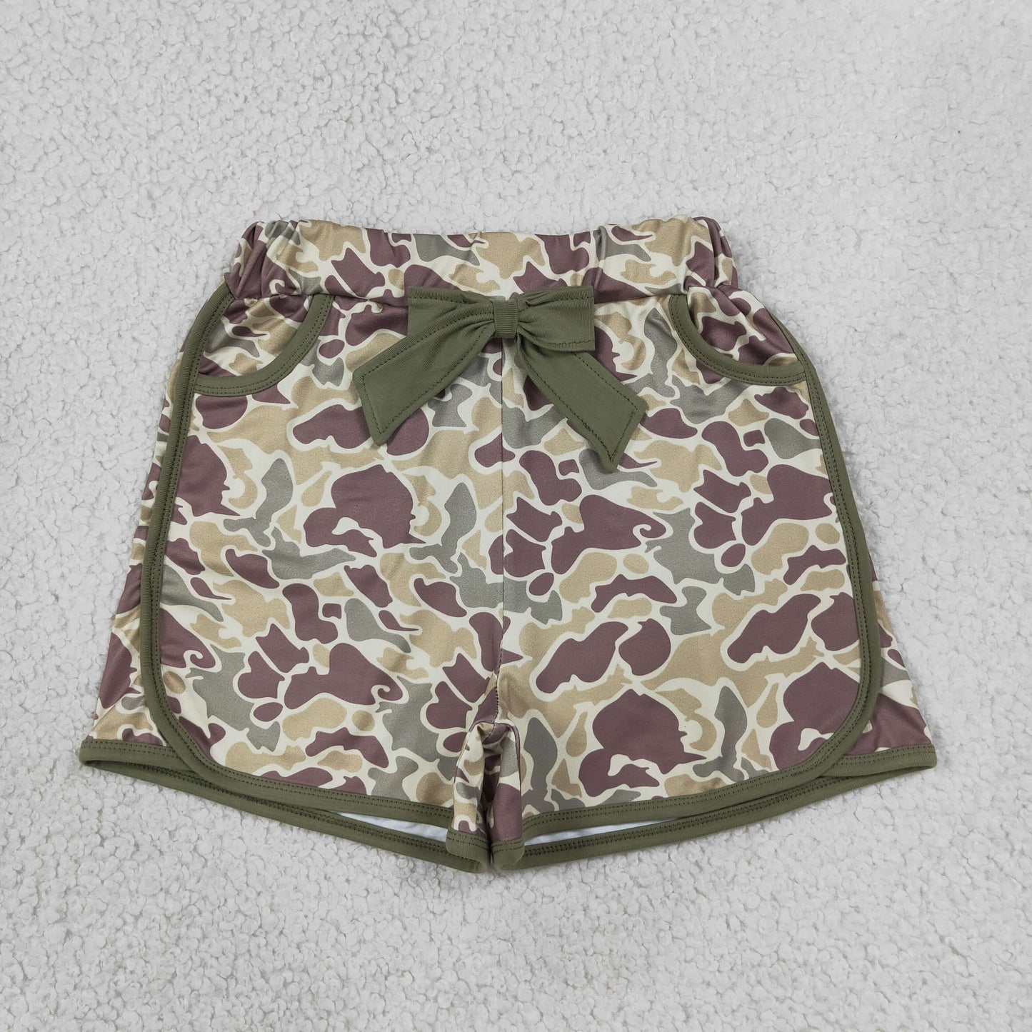 Sibling Baby Girls Southern Camo Bows Pockets Shorts Bottom