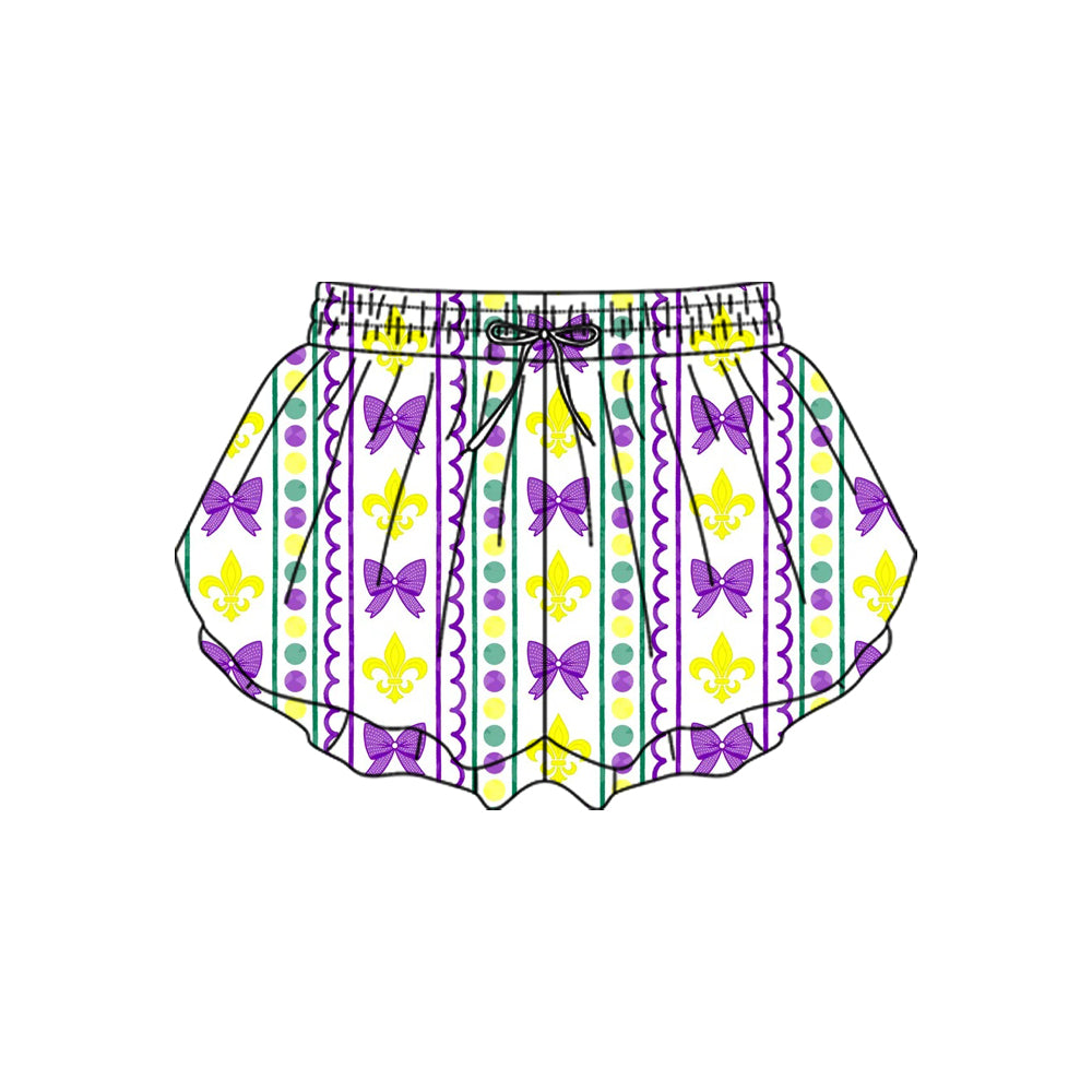 Baby Girls Mardigras Anchor Bows Stripe Yoga Ruffle Shorts Bottom Preorder