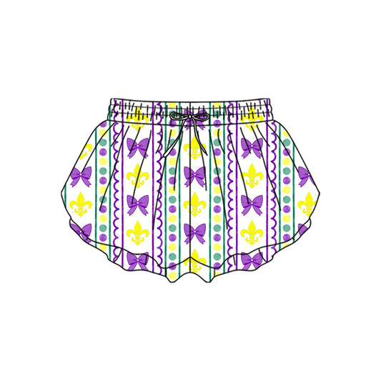 Baby Girls Mardigras Anchor Bows Stripe Yoga Ruffle Shorts Bottom Preorder