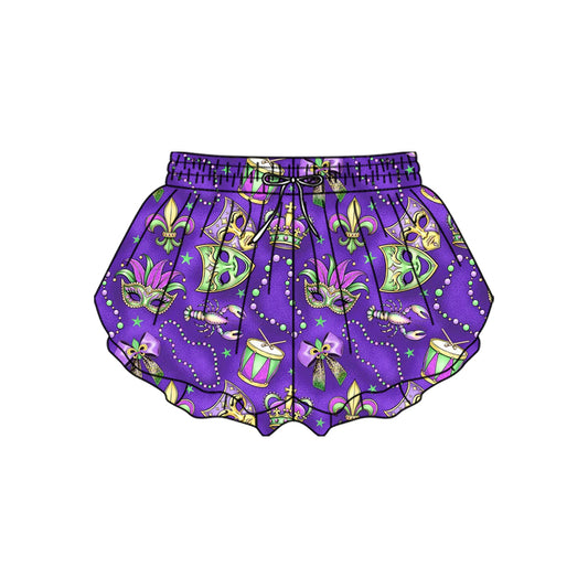 Baby Girls Mardigras Masks Crayfishes Yoga Ruffle Shorts Bottom Preorder