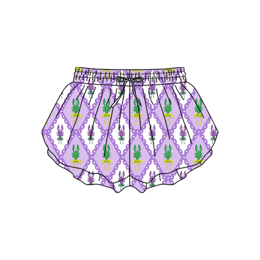 Baby Girls Mardigras Crayfishes Checked Yoga Ruffle Shorts Bottom Preorder