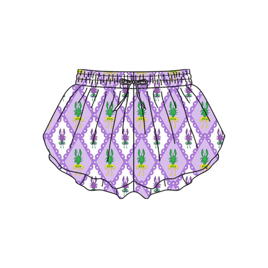 Baby Girls Mardigras Crayfishes Checked Yoga Ruffle Shorts Bottom Preorder