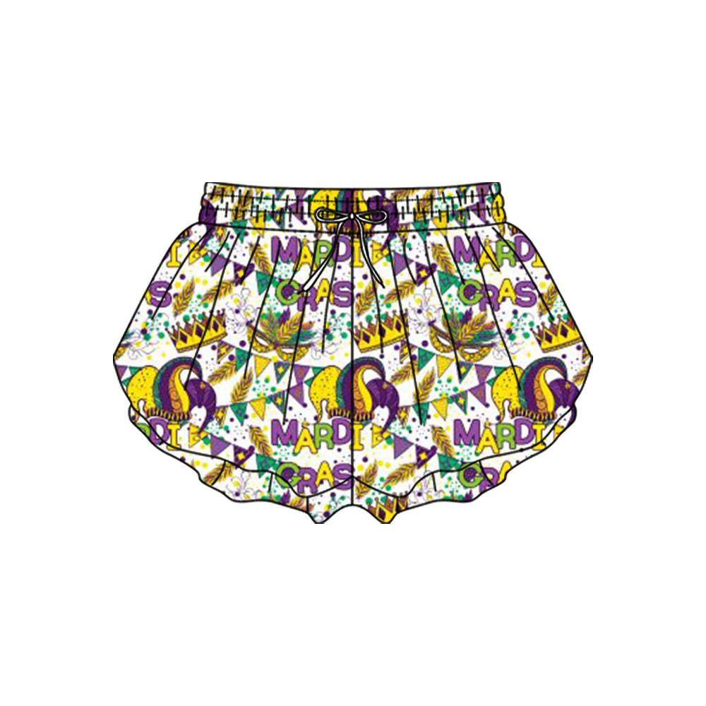 Baby Girls Mardigras Anchors Masks Yoga Ruffle Shorts Bottom Preorder