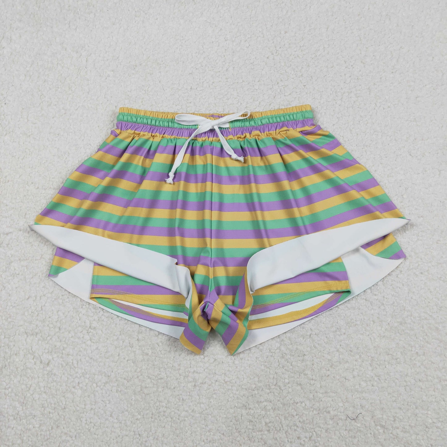 Mama and Me Mardigras Donuts Stripe Yoga Active Shorts Bottoms
