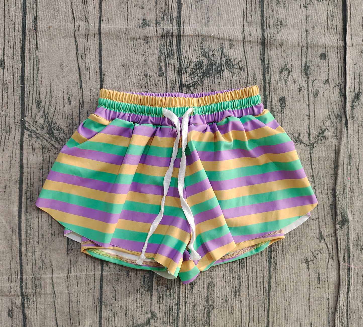 Adult Women Mardigras Stripes Yoga Ruffle Shorts Bottom Preorder