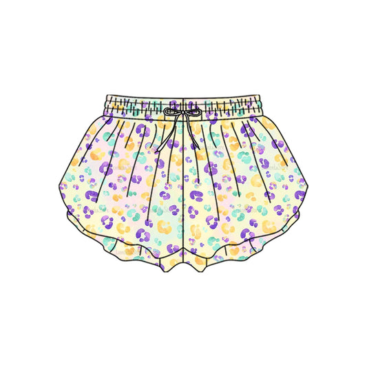 Baby Girls Mardigras Leopard Yoga Ruffle Shorts Bottom Preorder
