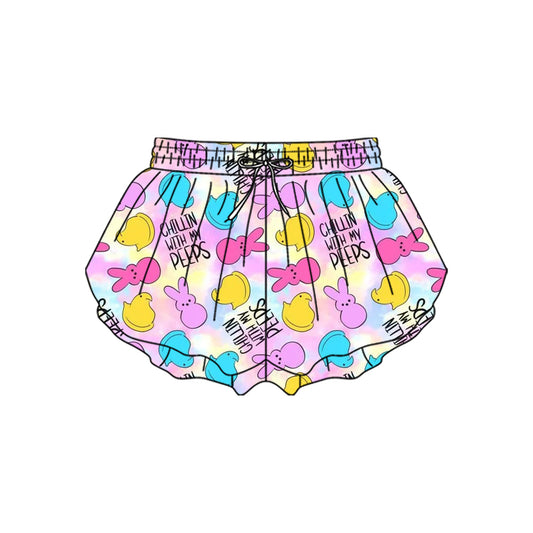 Baby Girls Colorful Rabbits Chicks Easter Yoga Ruffle Shorts Bottom Preorder