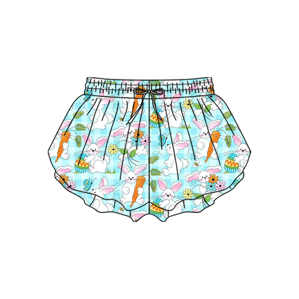 Baby Girls Rabbits Flowers Carrots Easter Yoga Ruffle Shorts Bottom Preorder