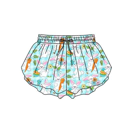 Baby Girls Rabbits Flowers Carrots Easter Yoga Ruffle Shorts Bottom Preorder