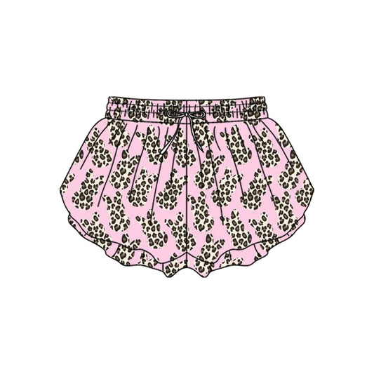 Baby Girls Pink Leopard Rabbits Easter Yoga Ruffle Shorts Bottom Preorder