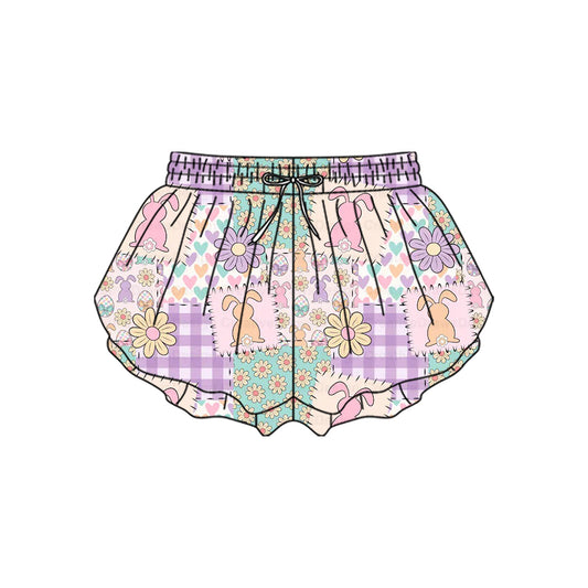 Baby Girls Flowers Rabbits Easter Yoga Ruffle Shorts Bottom Preorder