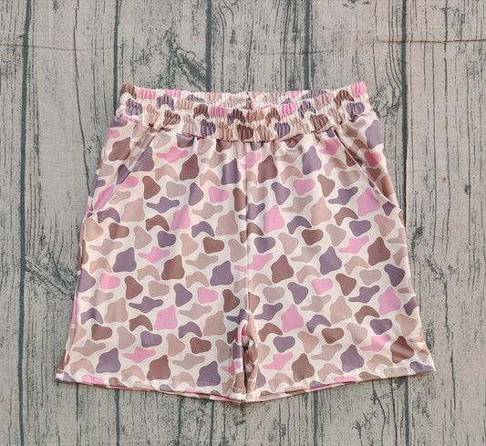 Adult Women Southern Brown Pink Camo Pockets Shorts Bottom