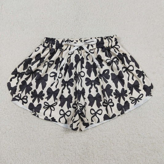 Adult Women Black Bows Yoga Active Shorts Bottom