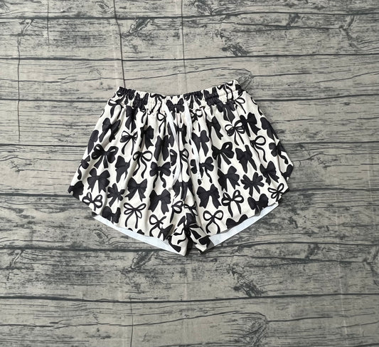 Adult Women Black Bows Yoga Shorts Bottoms Preorder