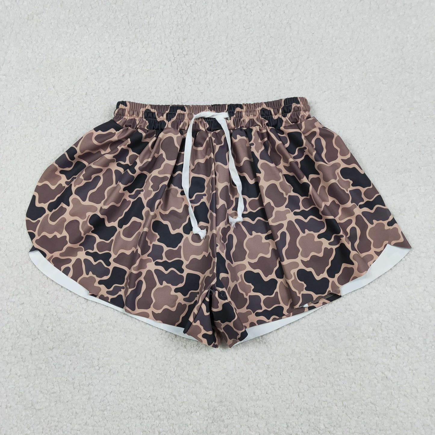 Adult Women Southern Brown Camo Yoga Active Ruffle Shorts Bottom